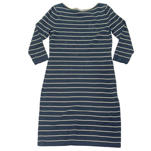 CHAPS Women's Black/Gold Metallic Striped Cotton Blend Knit Dress Size M - Picture 7 of 7